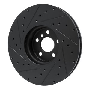 BMW 330e Brake Rotor (1) - Left Front - R1 Concepts - Drilled & Slotted - Black - `16-`25